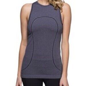 Lululemon Size 12 Run Swiftly Tech Tank Top High Neck Purple Stripe